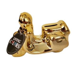 Gold Vespa Scooter Coin Bank NWT